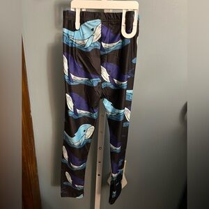 Black and Blue Whale Print Leggings NWOT Boutique 5-6